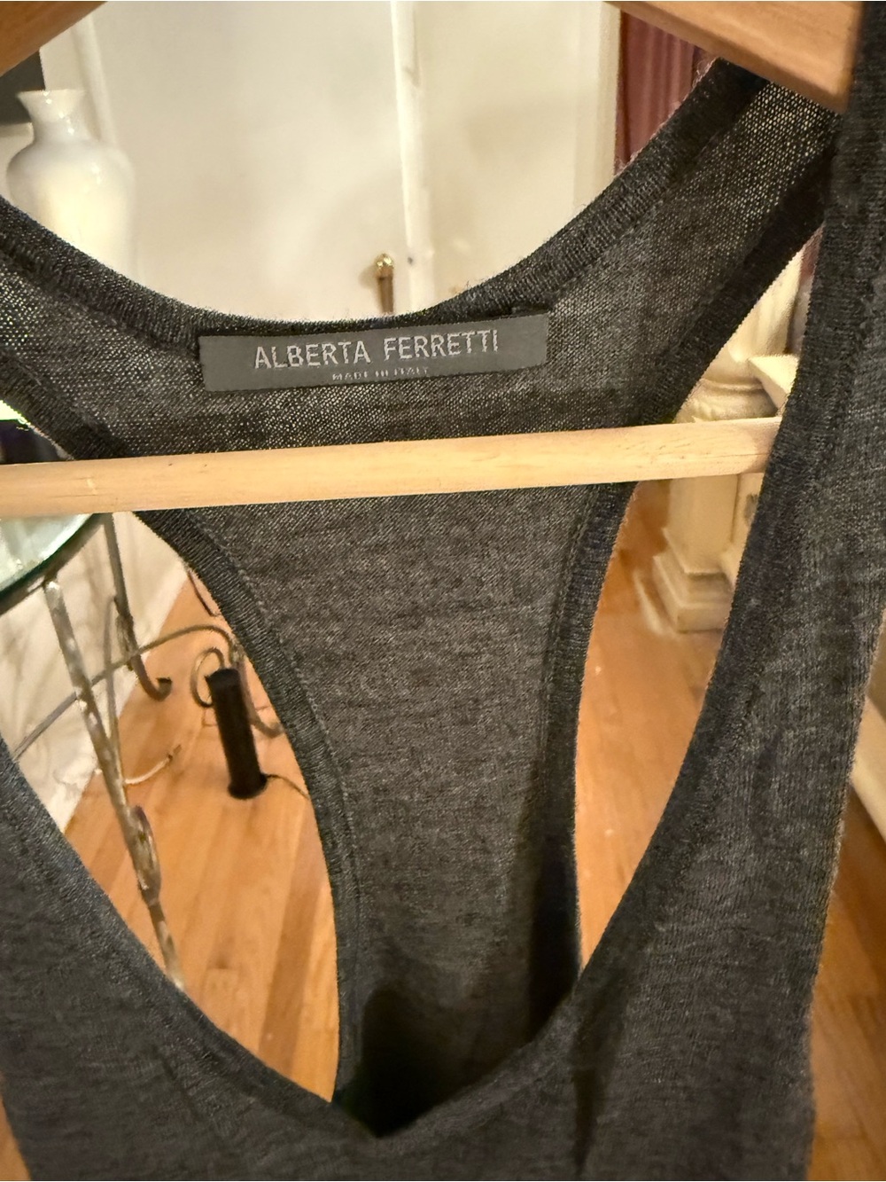 Alberta Ferretti Charcoal Gray Knit Bandeau Tank